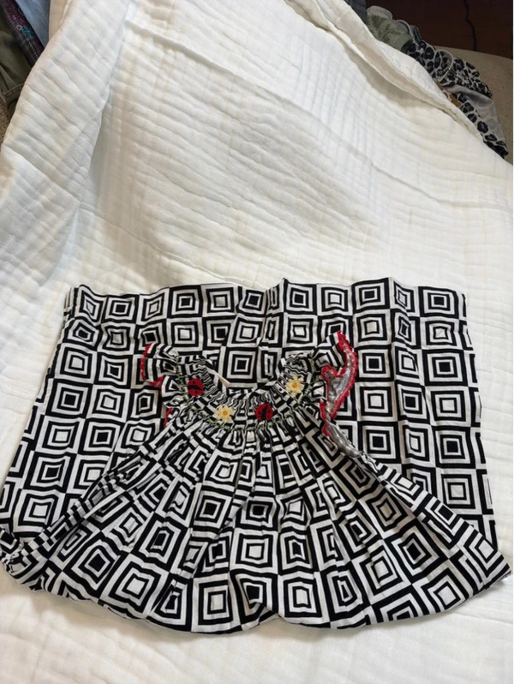 Boutique Smocked Geometric Dress Ladybug Flower 5